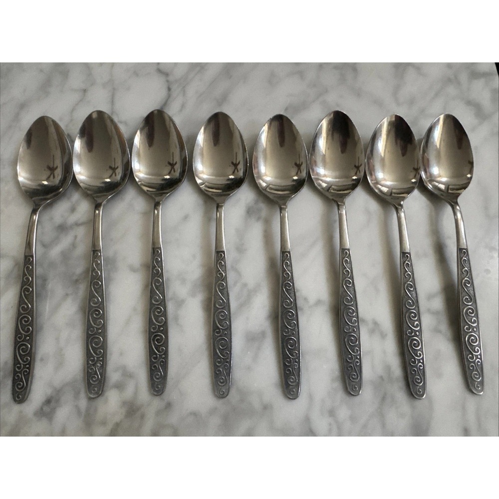 International Silver National Rivoli Stainless Flatware 8 Teaspoons Japan